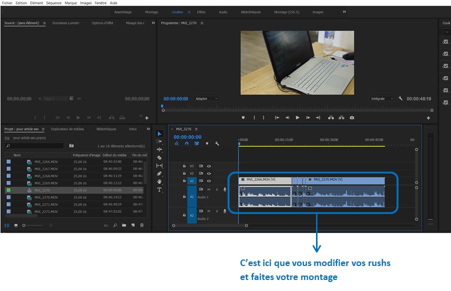 Montage video_fenetre montage Premiere Pro